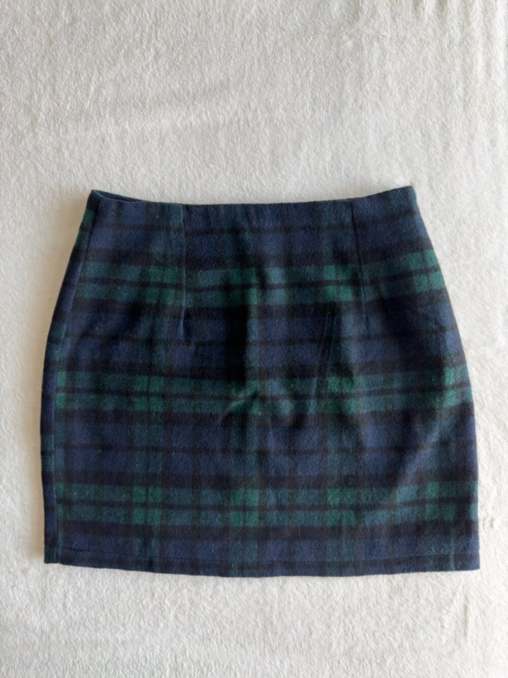 Plaid‎ Wool Blend Mini Skirt Tartan Dark Academia Preppy Green Navy Womens Small